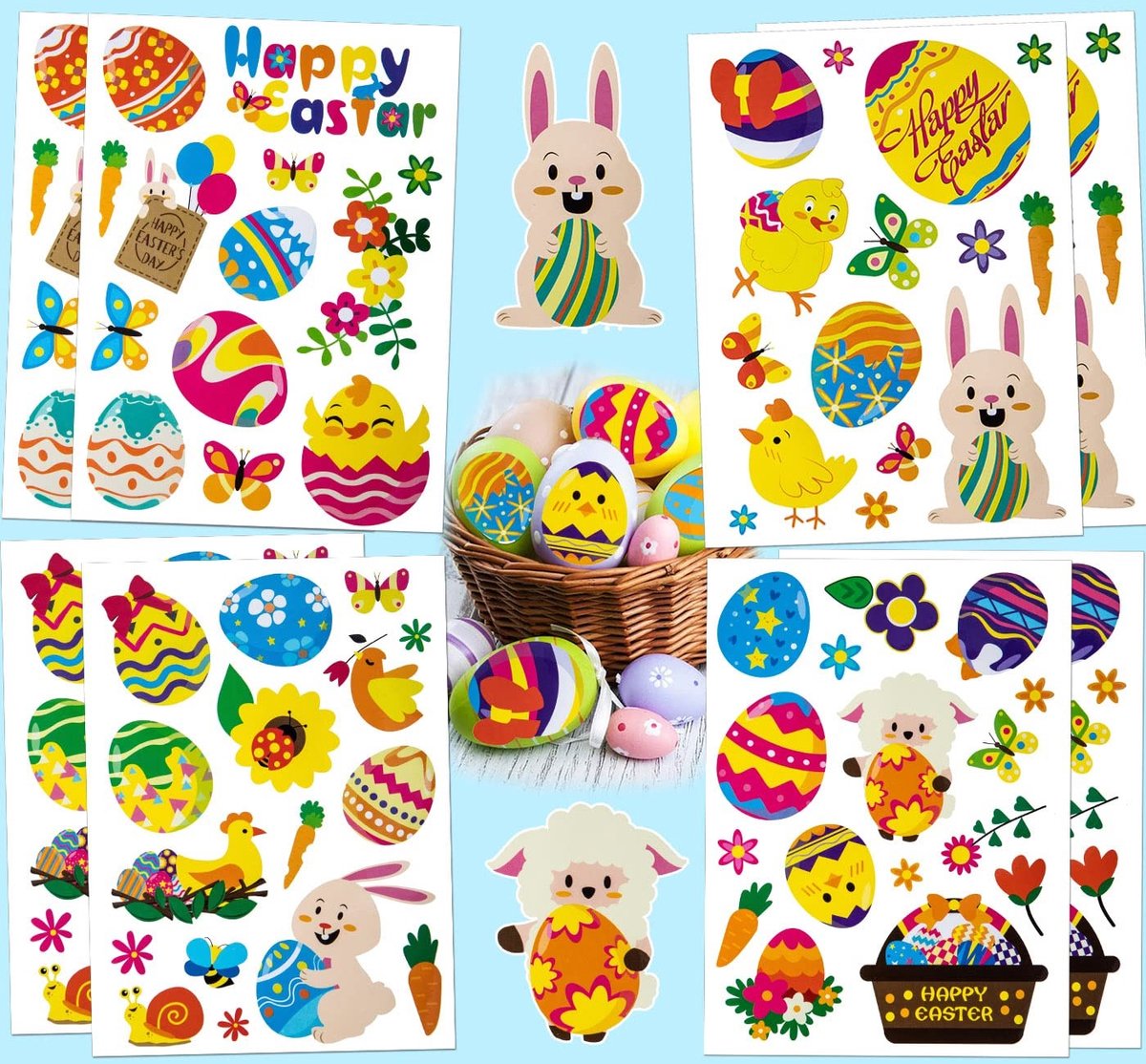 Elzusha - Paasstickers Set van 8 Vellen met 120 Stuks