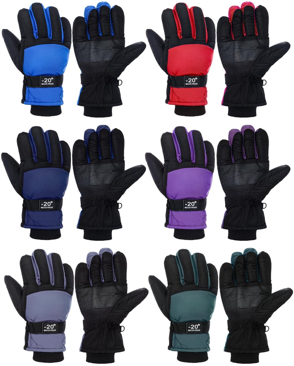 Elzusha - Waterdichte Winterhandschoenen voor Kinderen, 6 Paar