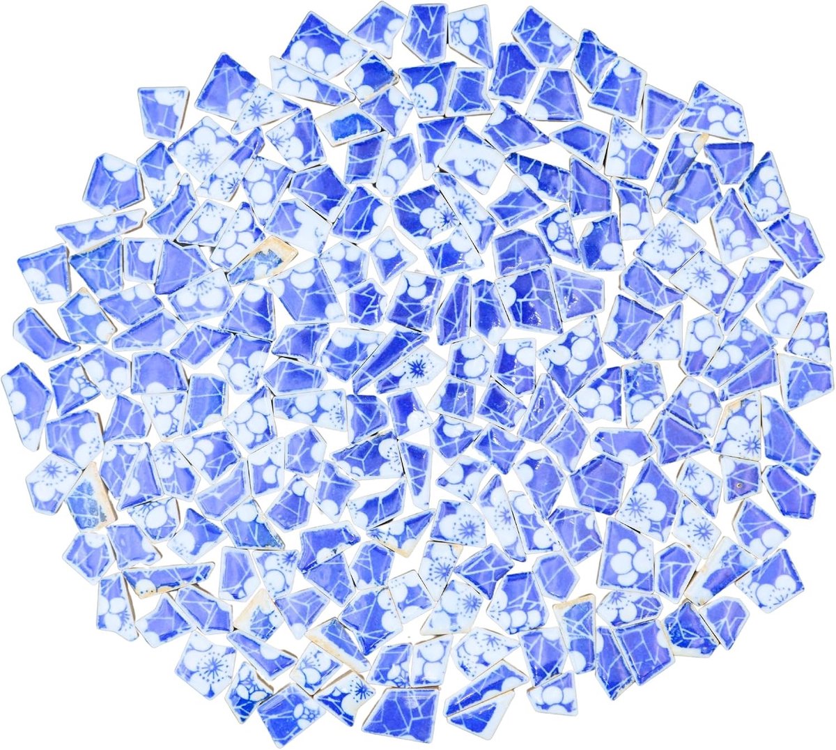 Irreguliere Porseleinen Mozaïektegels in Blauw en Wit voor DIY, Badkamer, Woonkamer en Keuken Achterwand, Buitengebruik, 1 lb