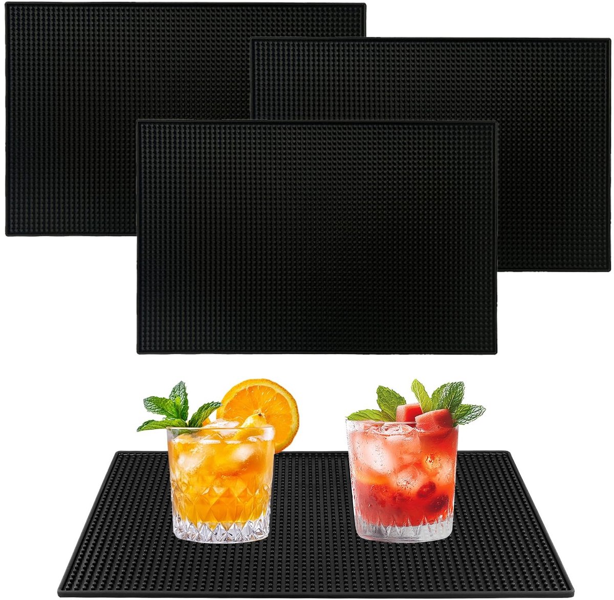 Elzusha - Non-Slip Rubber Bar Mat Set van 4 voor Keuken en Bar