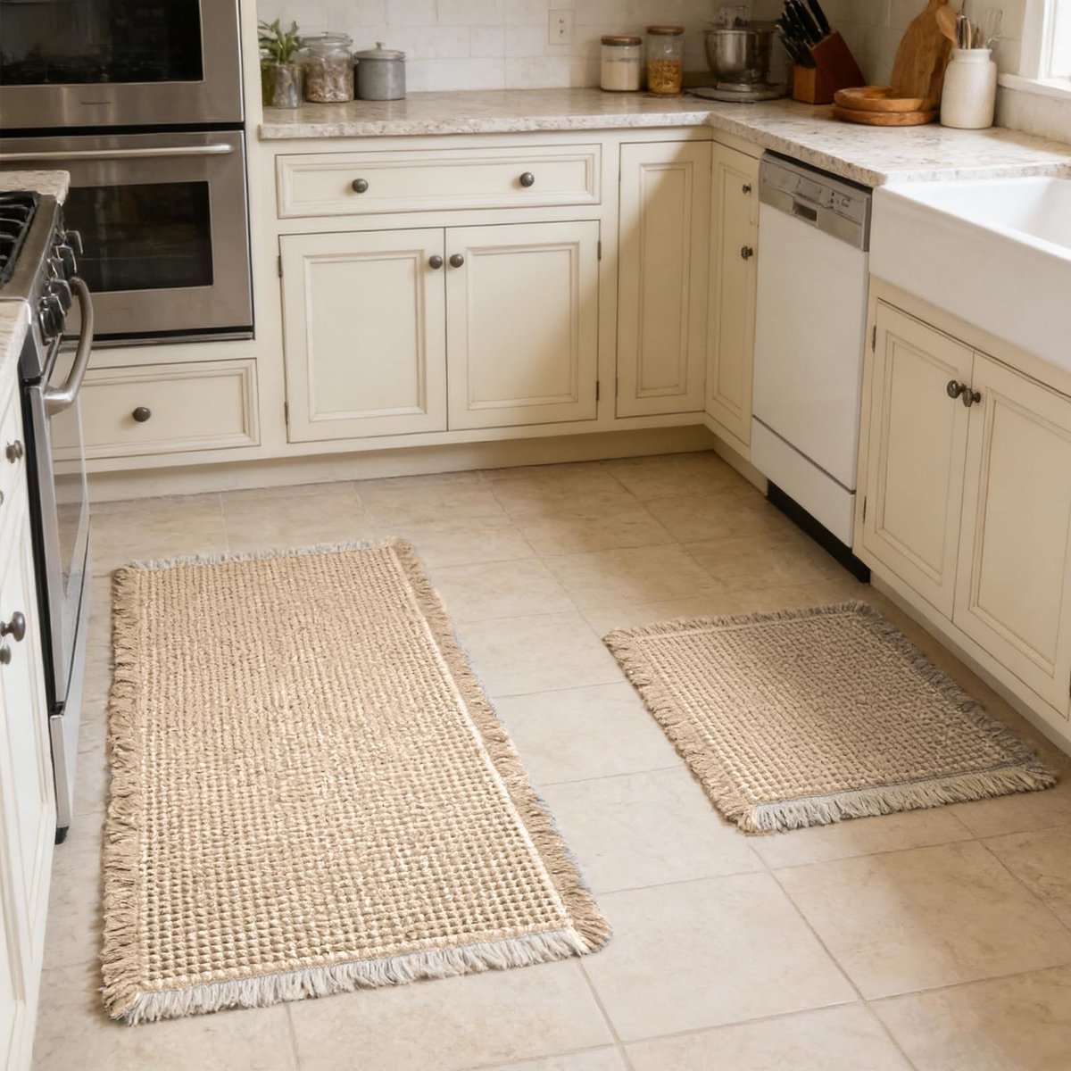 Elzusha - Tweedelige Badmatset, Antislip en Sneldrogend, Bruin