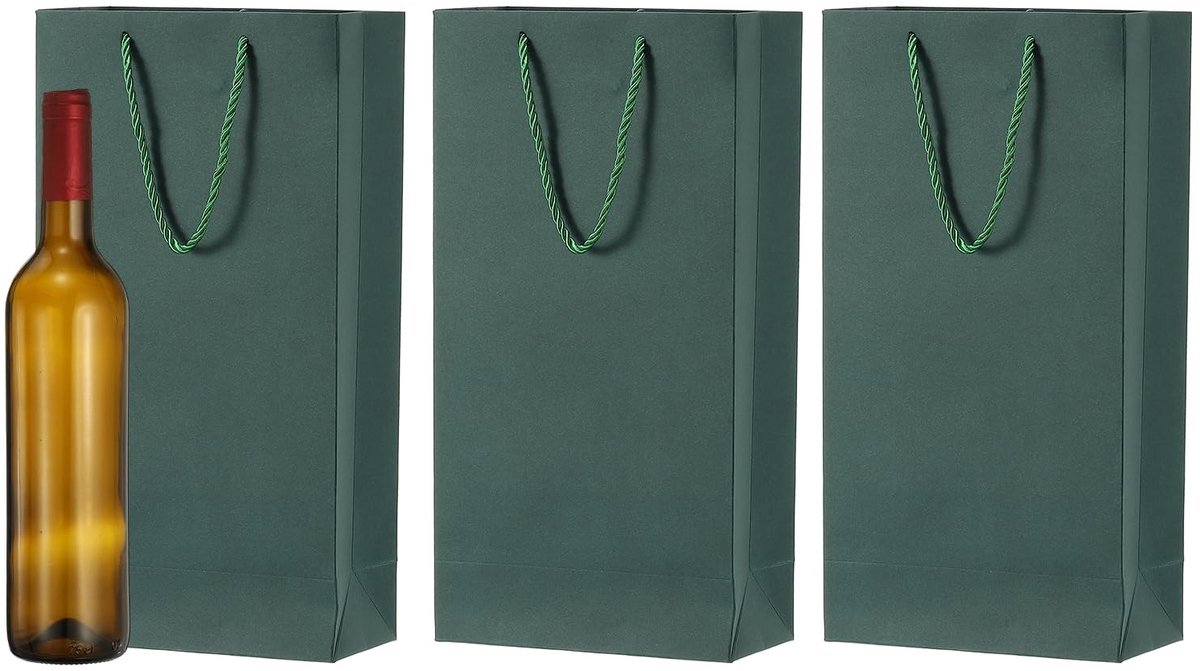 Elzusha - Gift Bag voor Bordeaux - 3 Stuks Dubbele Fles Kraft Zakken