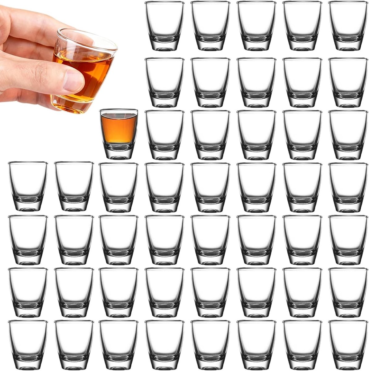 Set van 48 Stuks 30ml Shotglazen met Dikke Bodem - Perfect voor Feesten, Bars en Clubs - Vaatwasserbestendig Drinkglas