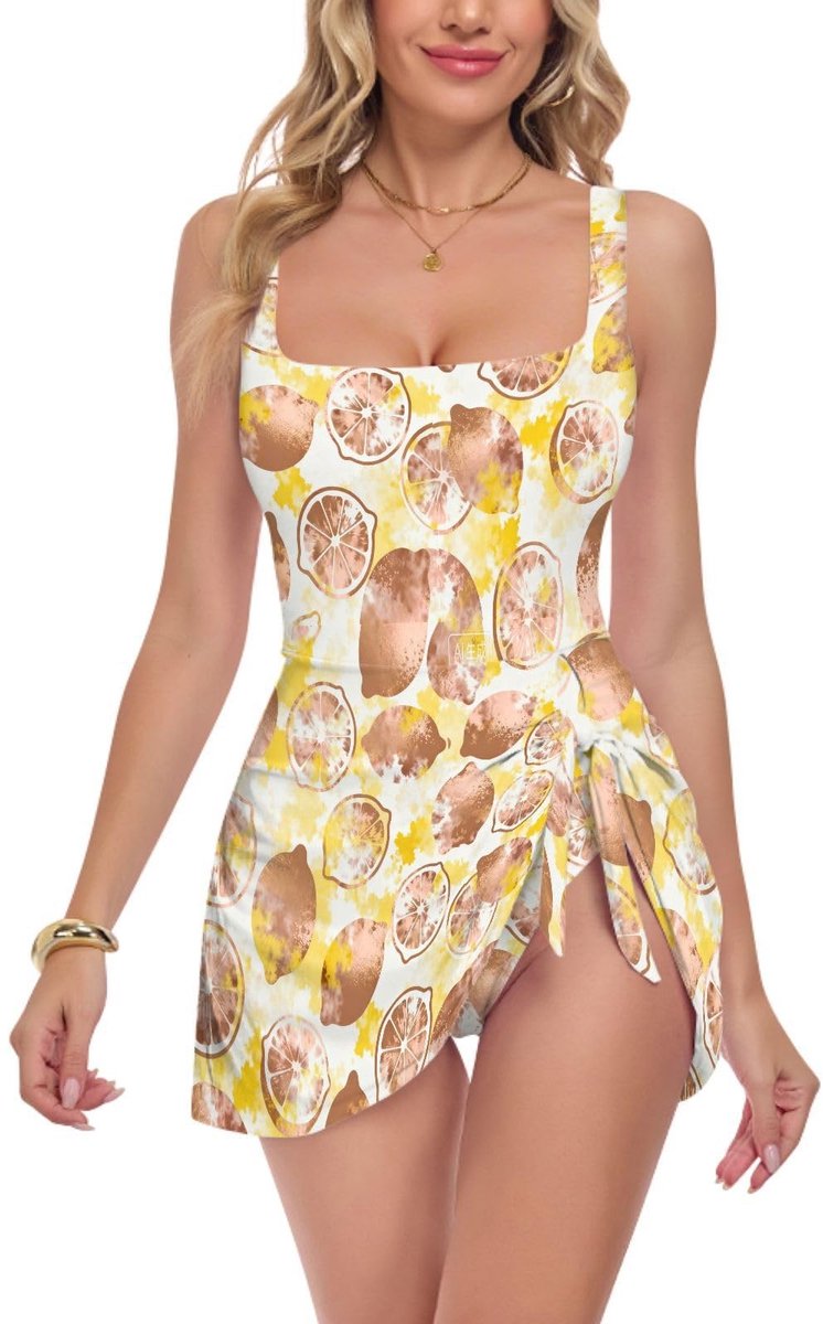 Elzusha - Rose Gold Lemon Verstelbare Een Stuk Vrouwen Badpak