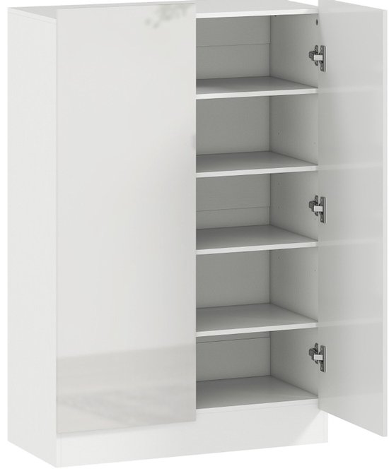 STILVORA Schoenenkast - 5 Niveaus Met Verstelbare Planken En Softclose Deuren - Voor Hal En Gang - Hout - 72x34,5x103 Cm - Wit — afbeelding 2