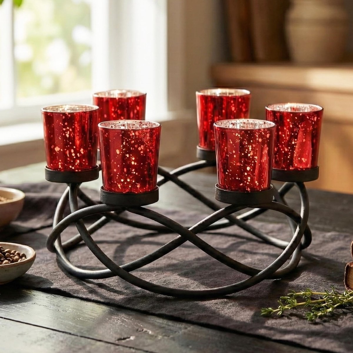 Elzusha - Cirkelvormige Kandelaar met 6 Cupjes voor Decoratie en Feestelijkheden
