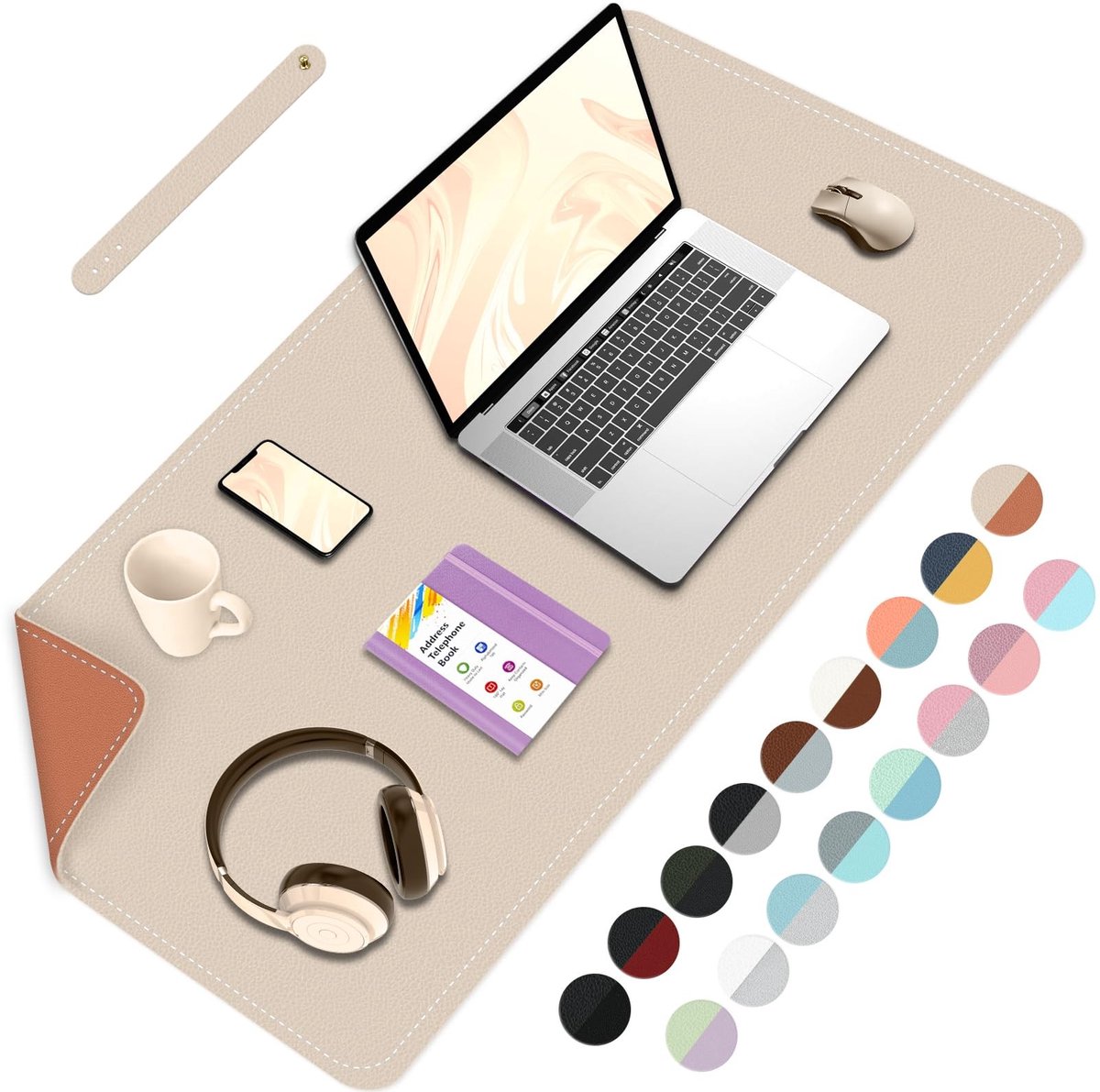 Elzusha - Dubbelzijdige Laptopmat van PU Leer 80x40 cm
