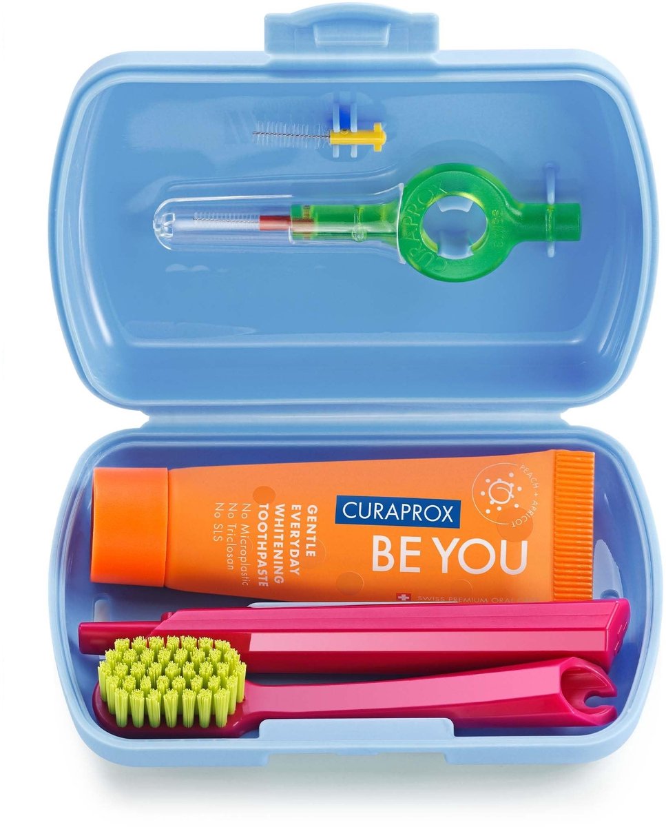 Elzusha - Reis tandverzorgingsset - Compacte doos - Blauw