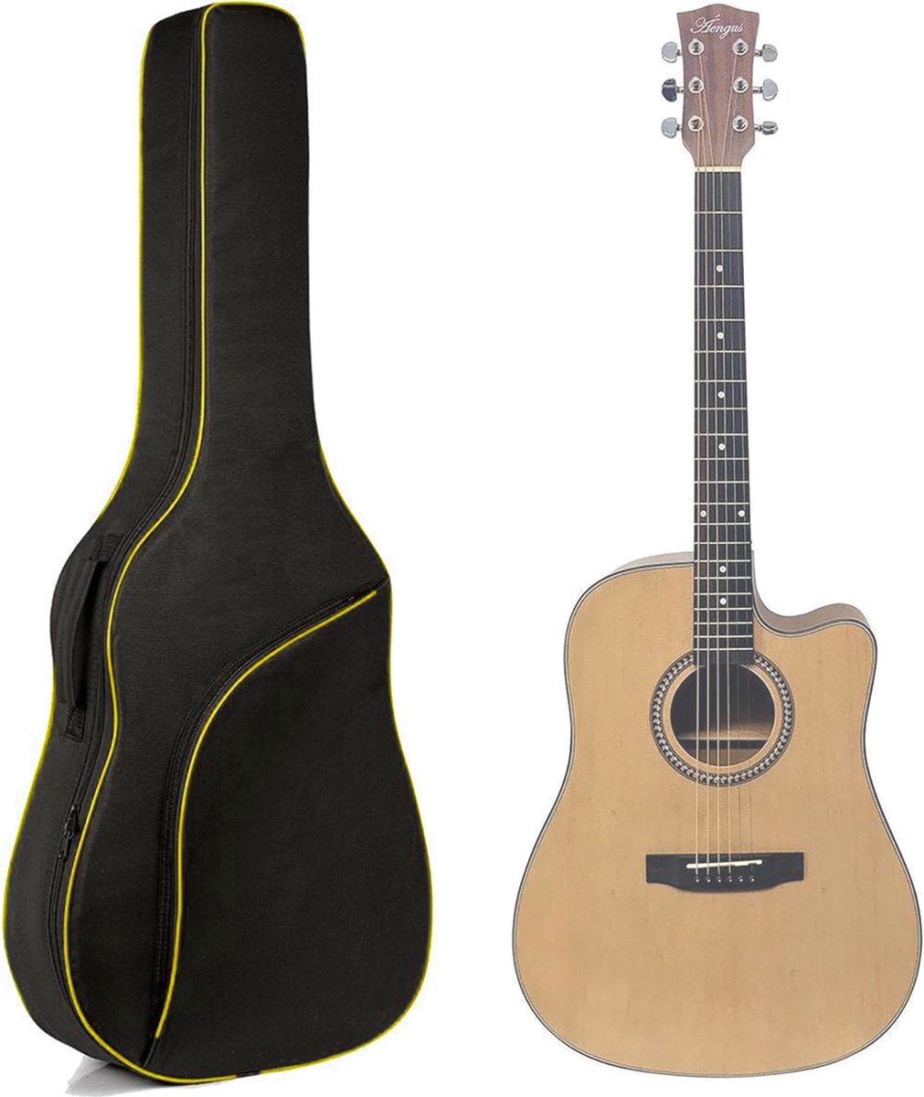 Áengus Gitaartas Akoestische Gitaar – 40/41 Inch – Western Gitaarhoes met 7 mm Voering – Rugzak – Zwart