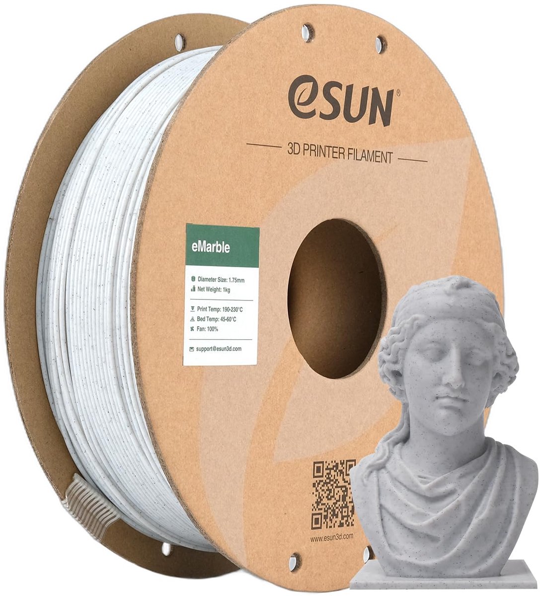 eSUN Marmer PLA Gloeidraad 1.75mm, Dimensionale Nauwkeurigheid +/- 0.05mm, 1KG (2.2 LBS) Spoel 3D Printen Materiaal - ShopVlot