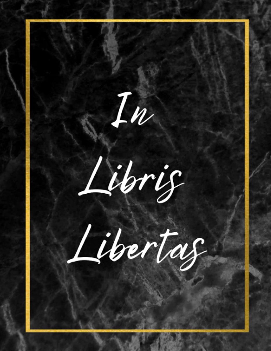 Large Black and Gold Marble Look 100 Page Journal with Quote: In Libris Libertas - ShopVlot