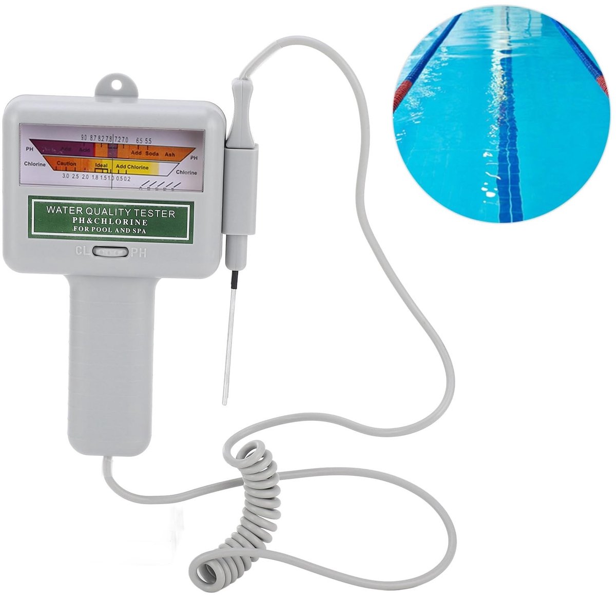 Elzusha - pH meter - portable water quality tester - chlorine test - spa gebruik - nauwkeurige metingen.
