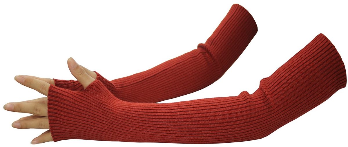 Elzusha - Warmen Lange Vingerloze Handschoenen voor de Winter, Rood