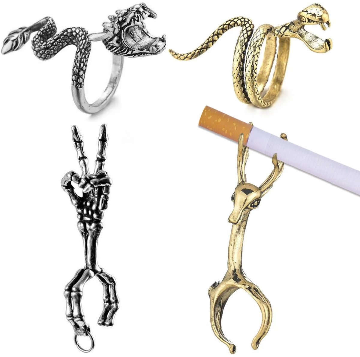Elzusha - Set van 4 Retro Sigarettenhouders voor Finger Smoking