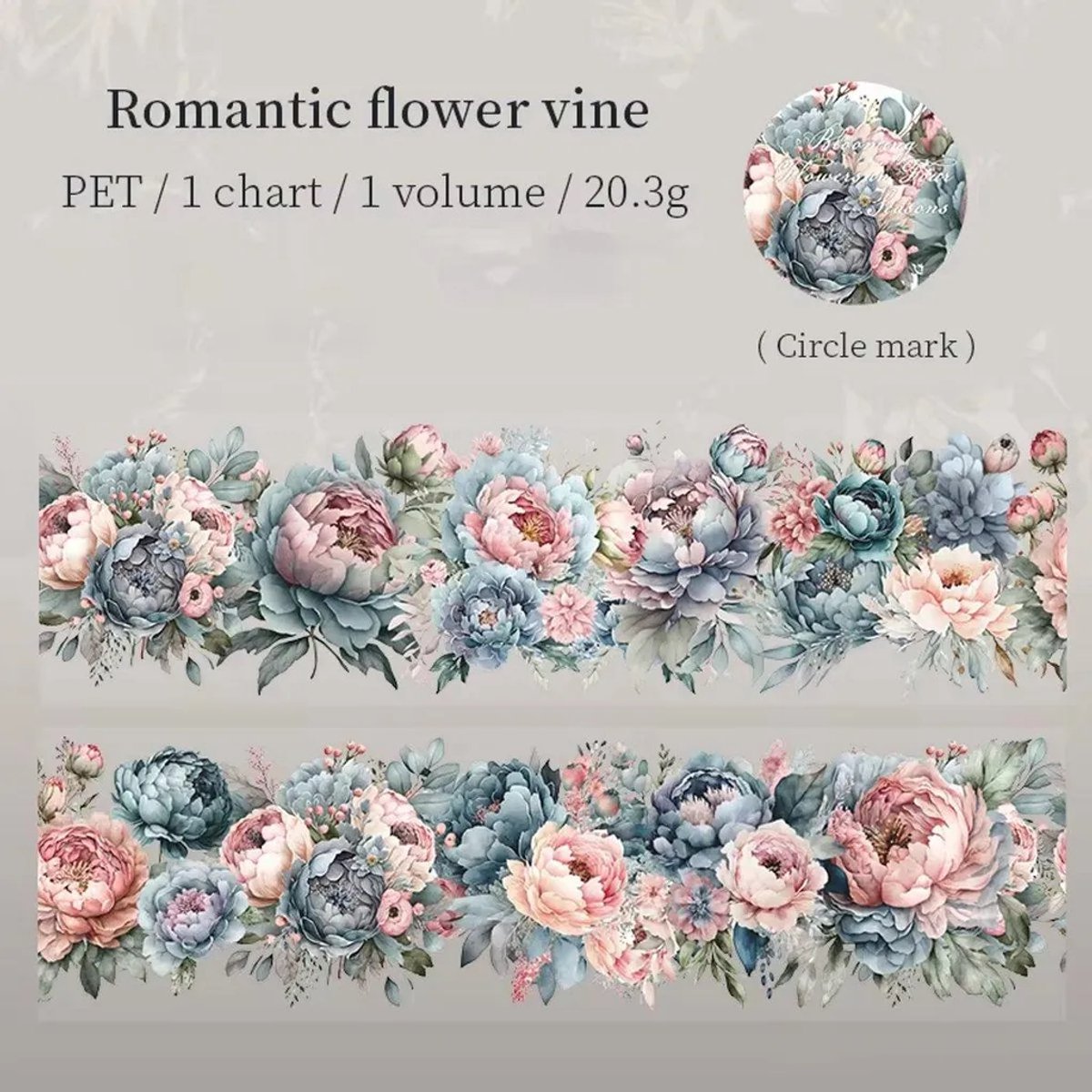 Casalora Transparante Bloemen Washi Tape – 200 cm PET Tape – Vier Seizoenen – Romantic Vines – Plant & Landschap – Decoratie Tape voor Scrapbooking, Bullet Journal & Planner DIY