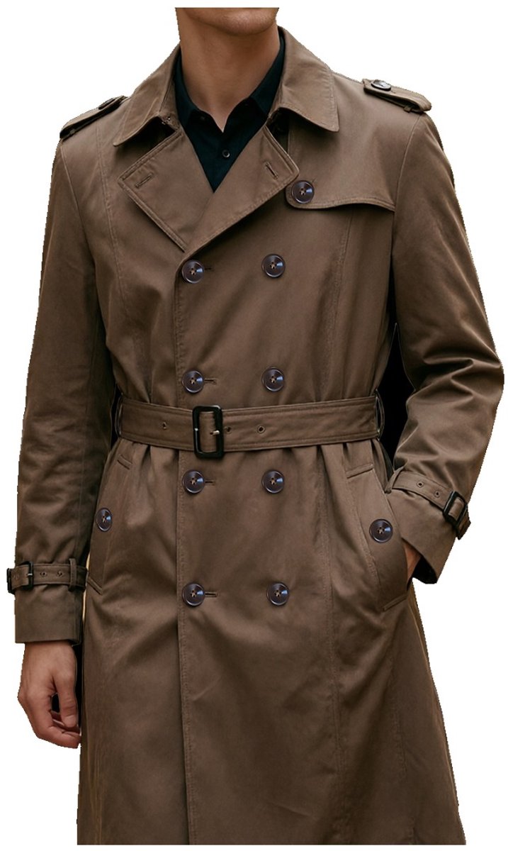 Currero Trenchcoat Winterjas Heren Mantel Jas Mantels Winter Herfstjas Volwassen Stijlvol Knopen Bruin