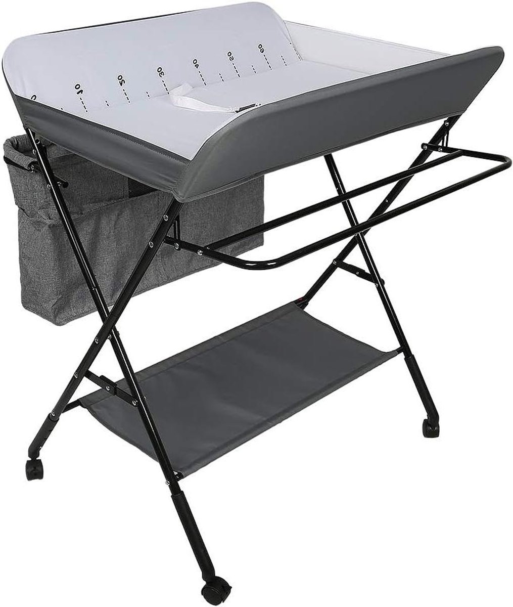 Babyverschoontafel - Opvouwbare commode - Baby verzorgen - Hoogte verstelbaar - 80 x 63 cm - Gebroken wit