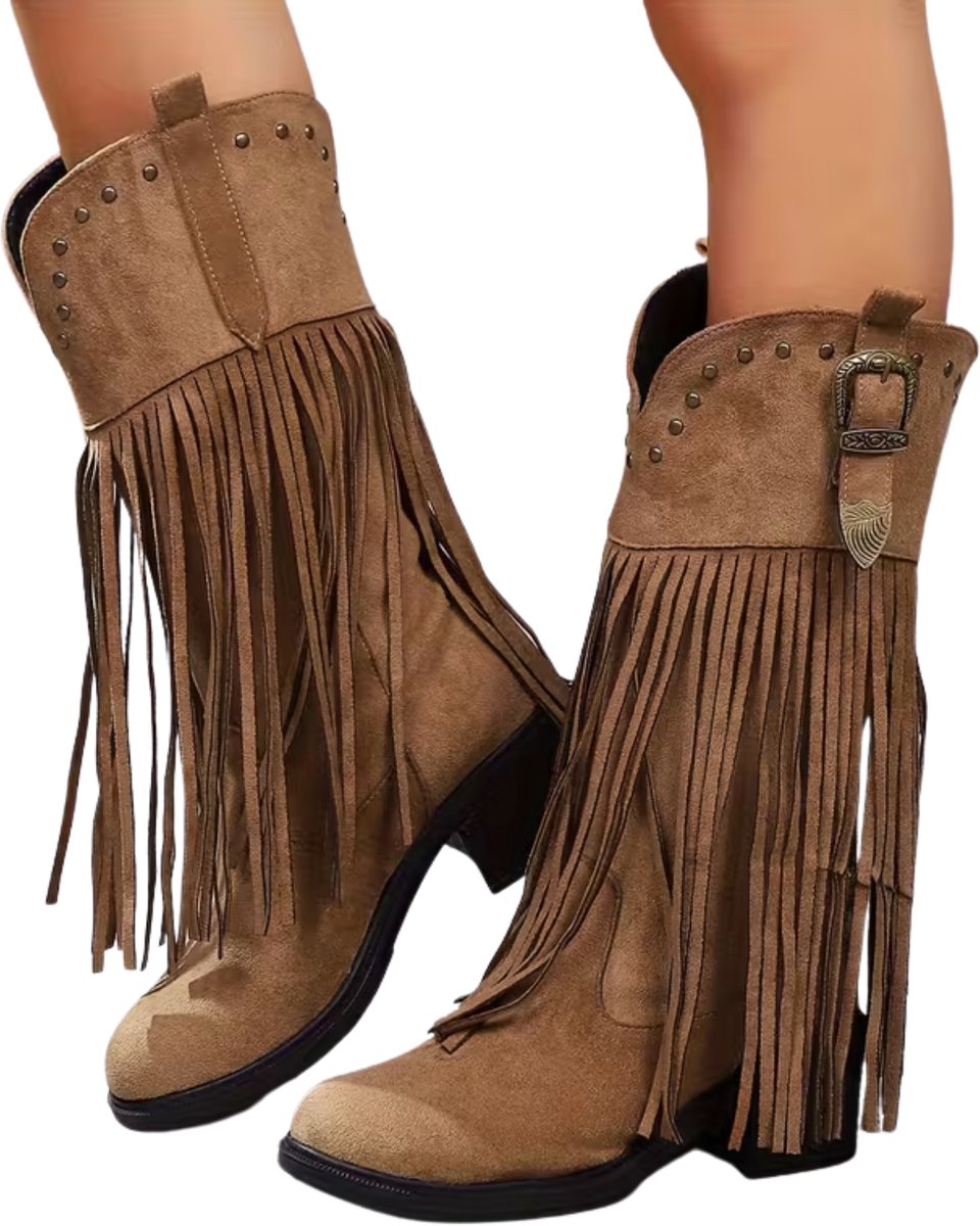 Currero Dames Cowboy Laarzen Hoge Hak Enkellaarzen Kniehoge Western Boots Chelsea 42 5 Creme