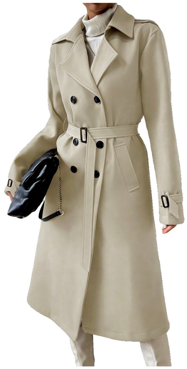 Currero Mantel Dames Tussenmantel Winter Jas Mantelpakje Trenchcoat Overjas Overcoat Winterjas Beige