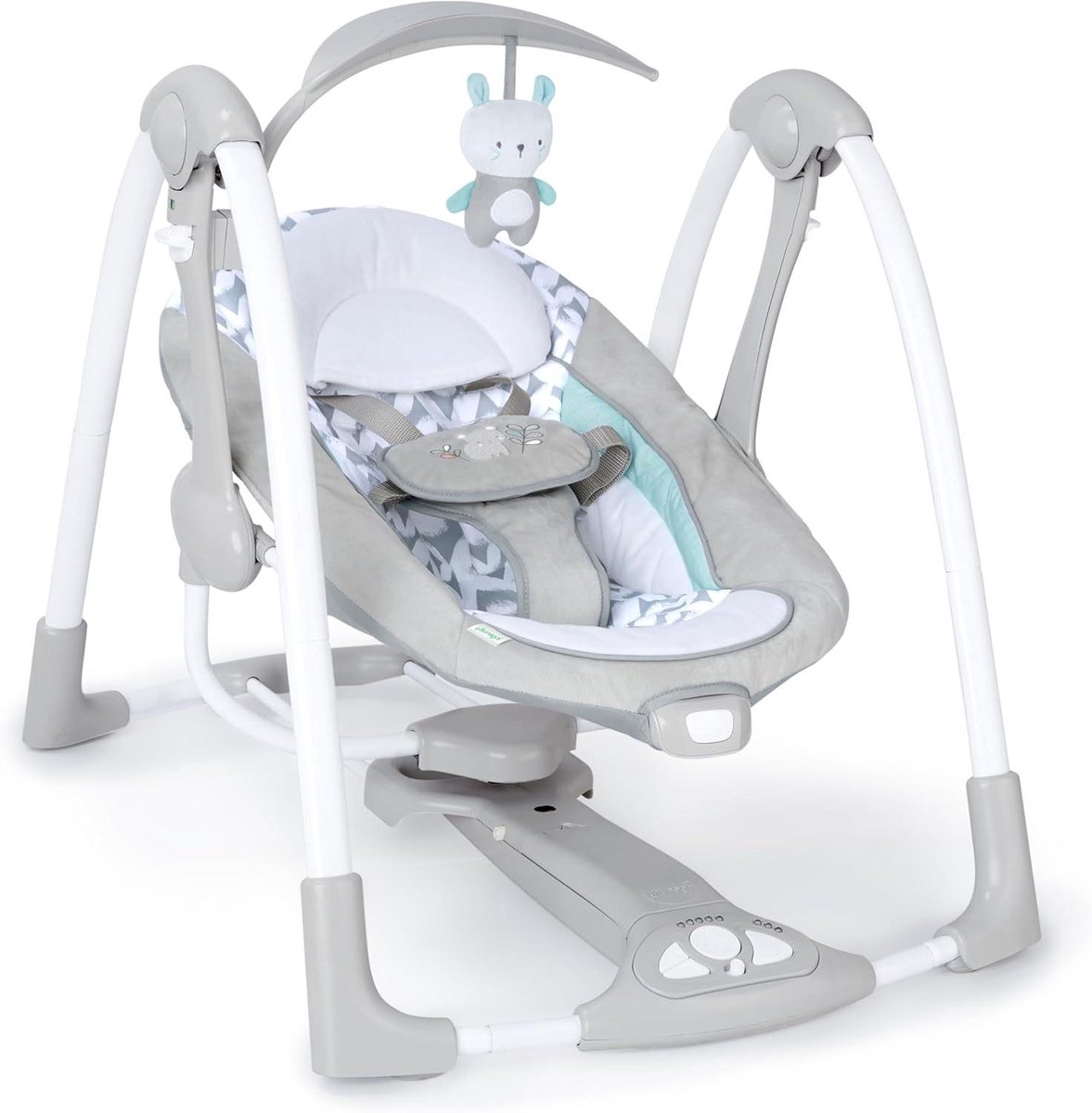 Baby Schommelstoel - Draagbaar Kinderzitje - Baby Kalmeren - 2-in-1 Ontwerp - Compact Opvouwbaar - Grijs