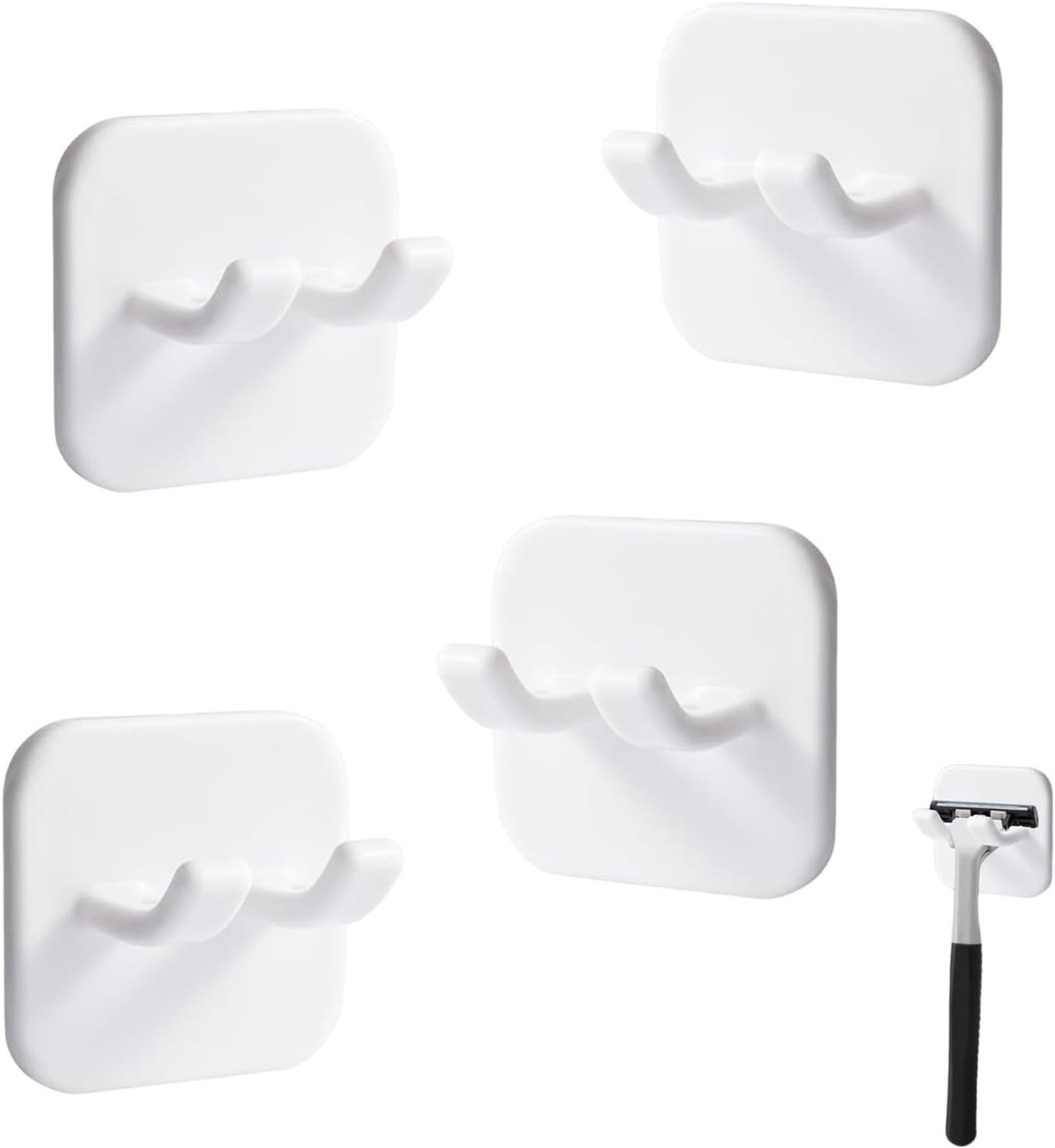 Set van 4 Waterdichte Scheermesjes met Zelfklevende Haakjes voor Douchegebruik en Badkamerorganisatie