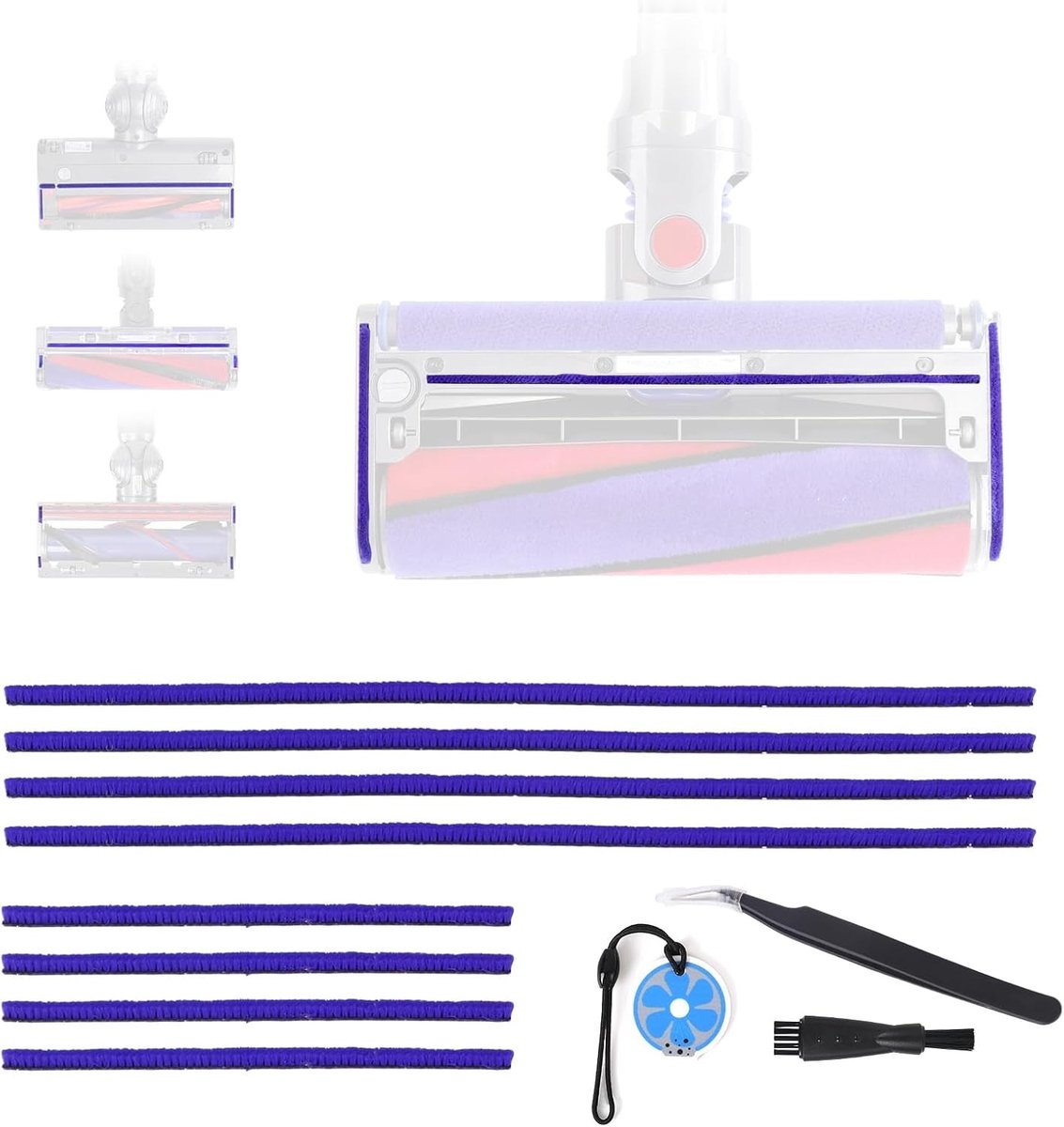 Set van 8 Zachte Pluche Strips voor Stofzuigers - Vervangingsonderdelen voor Dyson V6 V7 V8 V10 V11 V12 V15 DC58 DC59 DC62 DC72 DC74 - 4 Lange (23 cm) en 4 Korte (11,5 cm)