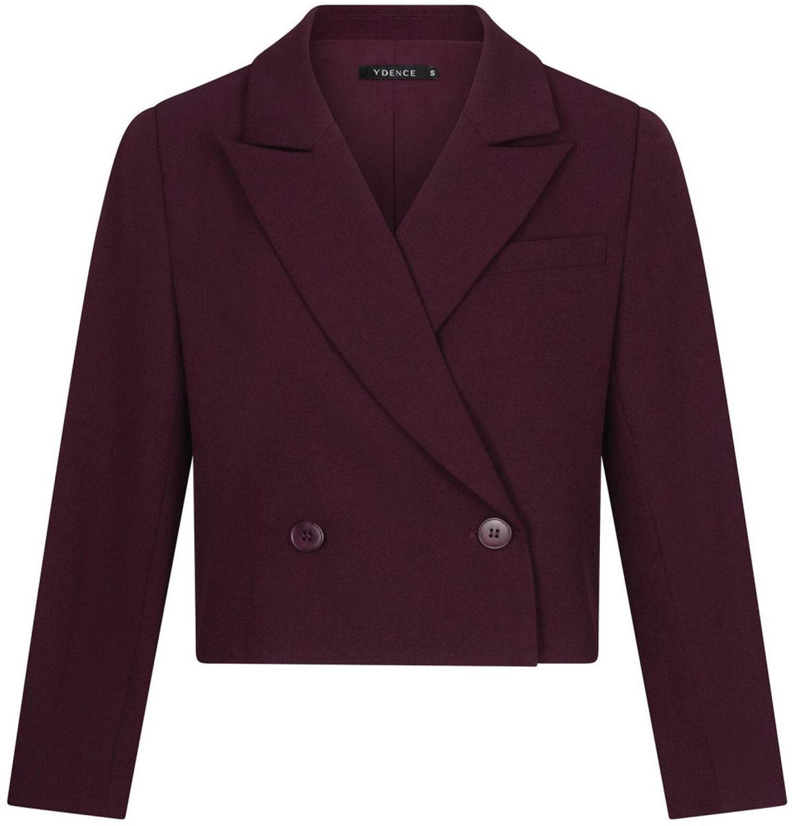 Ydence bordeaux dames blazer   Revers kraag   Regular fit   Gemeleerd patroon   Knoopsluiting   Lange mouw Bordeaux M