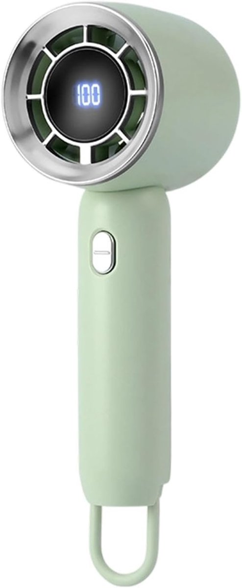 Handventilator - Kleine USB-ventilator - Oplaadbare batterij - 1200 mAh - LED digitaal display - Voor Thuis, Kantoor & Onderweg - Krachtige ventilator - Draagbare USB Handventilator Oplaadbaar - Draagbare mini-ventilator - Groen