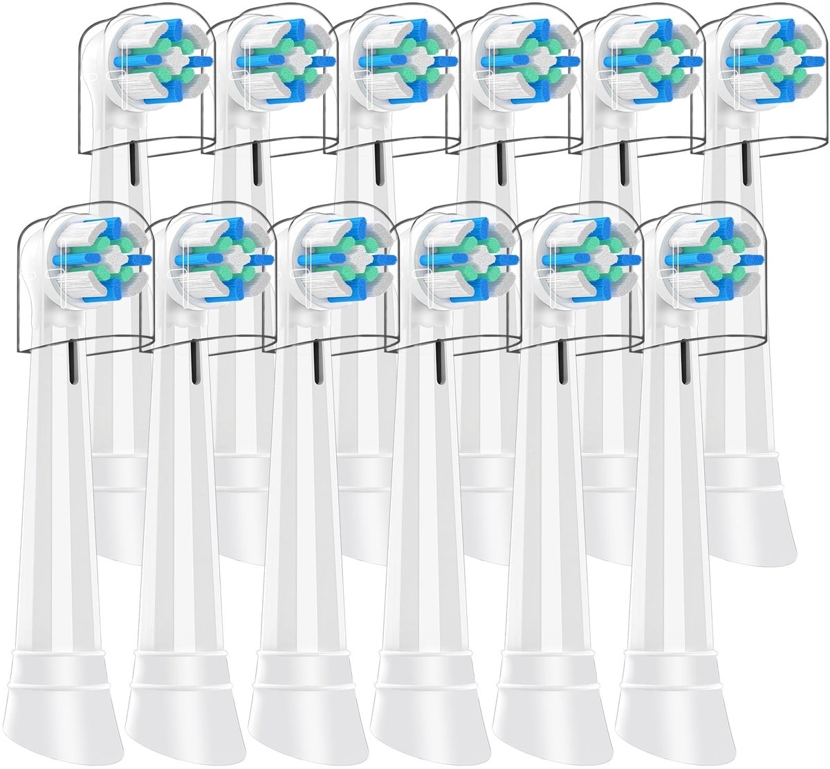 Set van 12 vervangende opzetstukken voor elektrische tandenborstels - geschikt voor Oral B iO 2/3/4/5/6/7/8/9/10 - medium borstelharen voor een zachte verzorging van het tandvlees - navulopzetstukken voor tandenborstels - wit