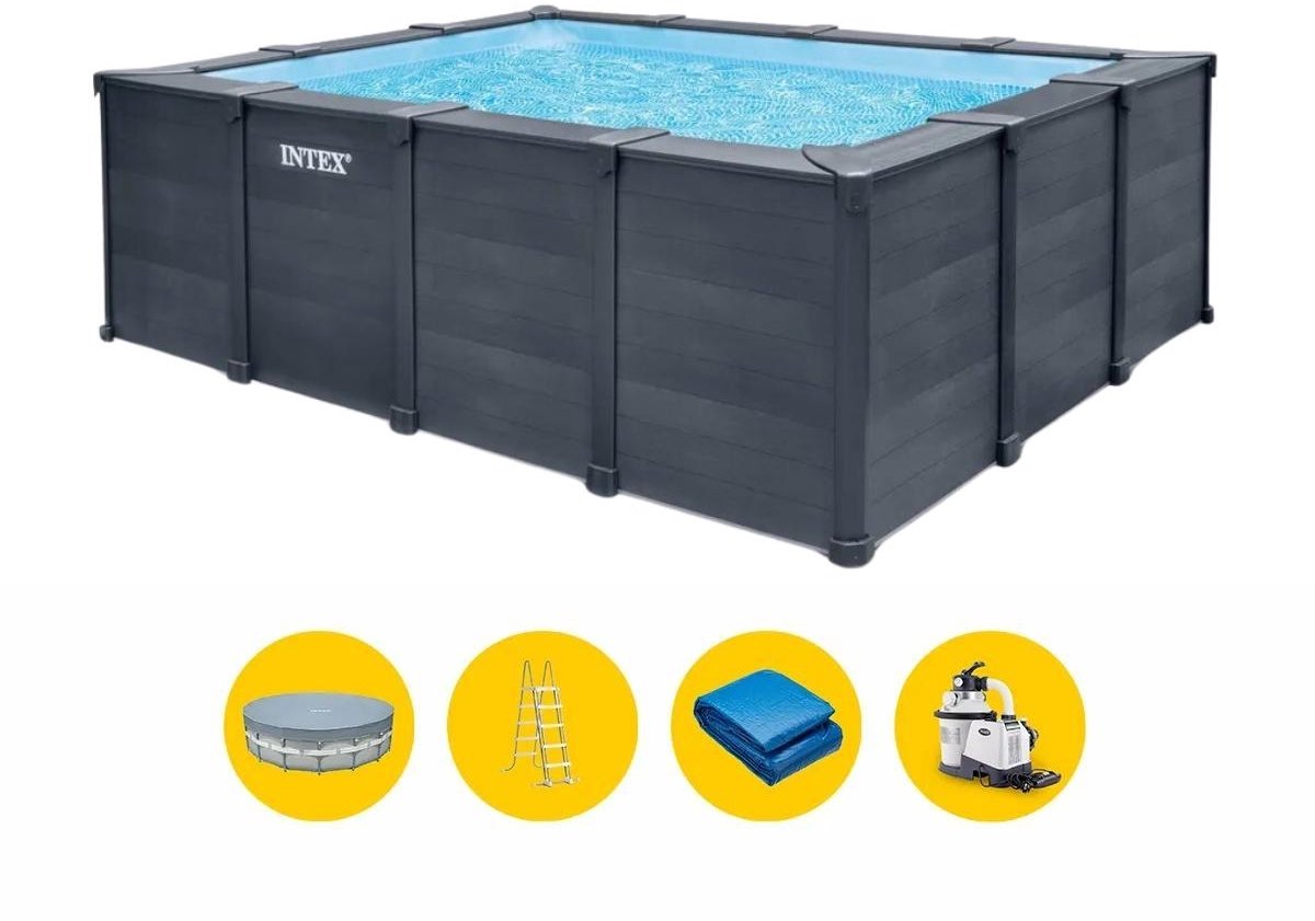 Intex Graphite Gray Panel zwembadset - Rechthoekig - 400 x 300 x 124 cm