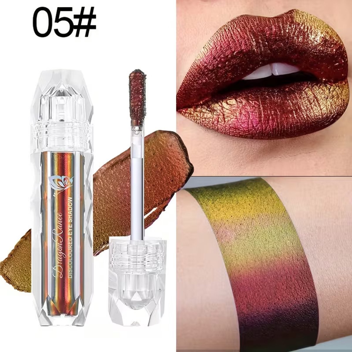 Kleurveranderende Lipgloss 05 Red Gold Chameleon – Metallic Lip Glaze met Glanzend Effect