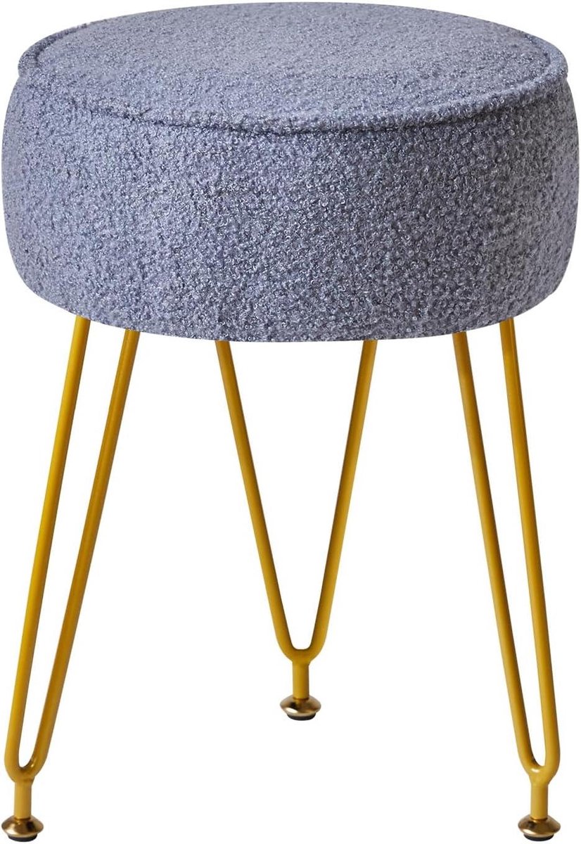 Ronde Poef - Ottomaan bijzettafel - Zitcomfort creëren - Verstelbare poten - 30 x 44 cm - Blauw