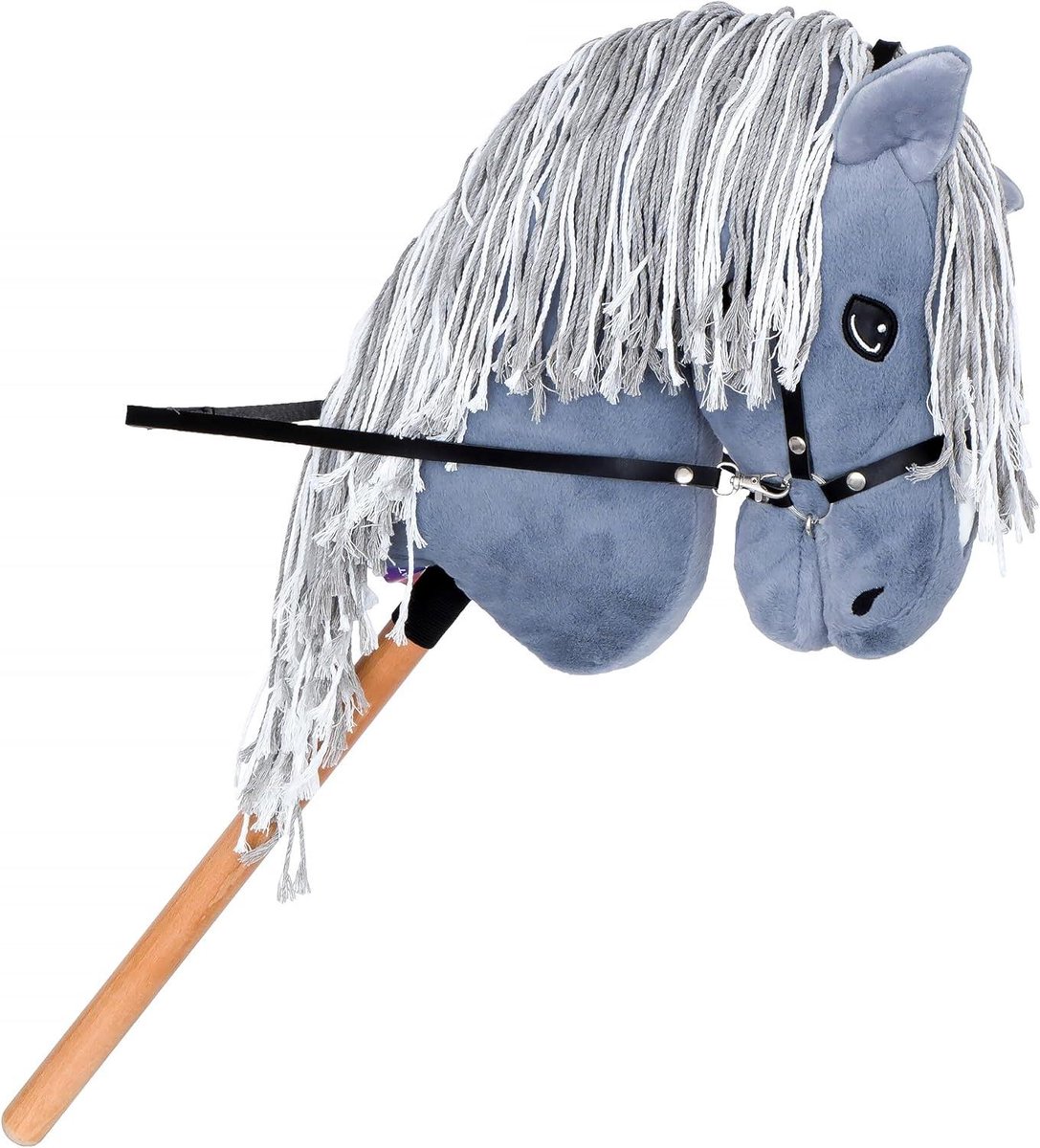 Pluche Paard - Hobby Horse - Imaginair Spel - Stylbare Mane - 73 cm - Grijs