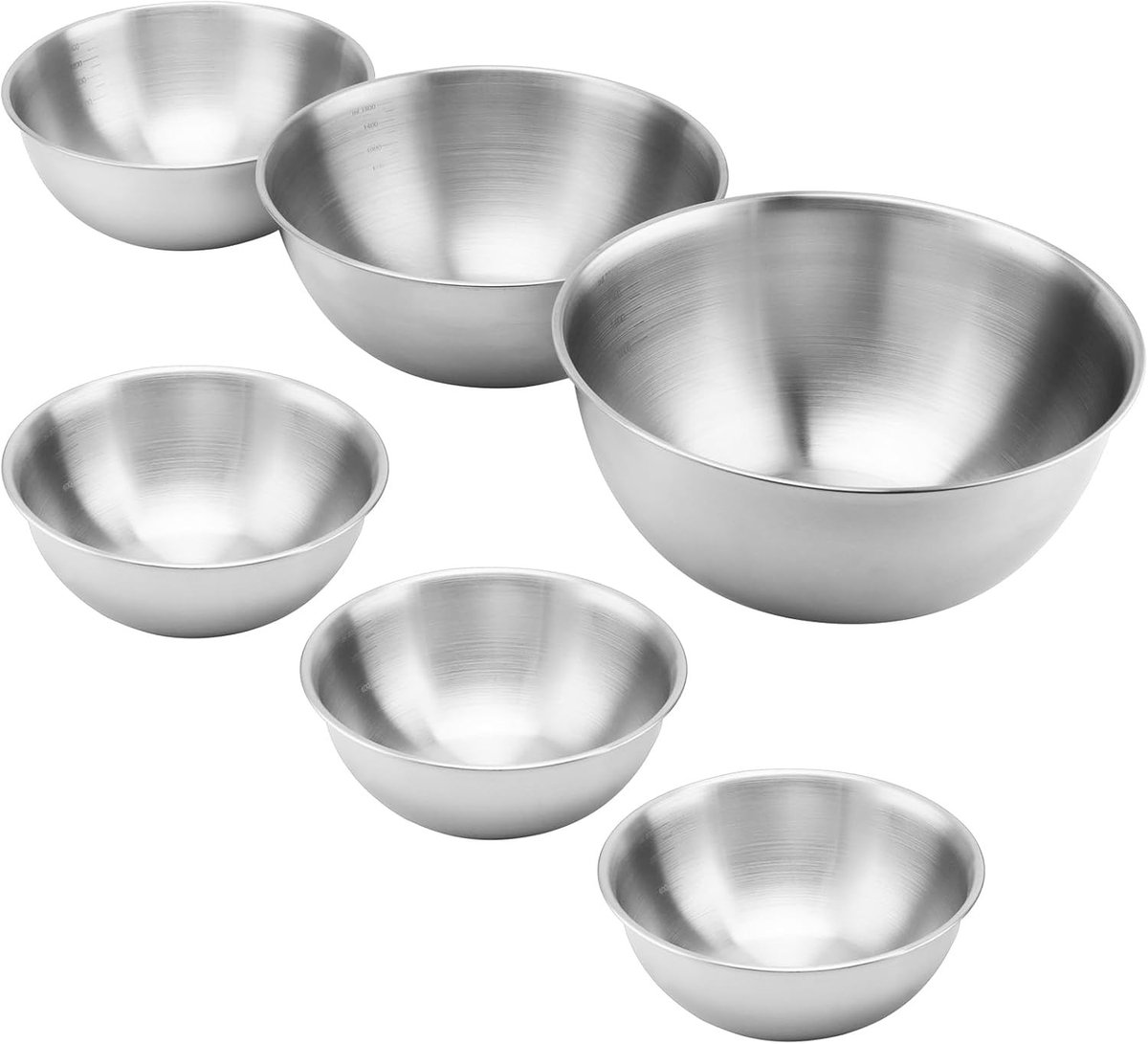 Keukenschaal - Zilver - 24,5 x 10,5 cm - Roestvrijstalen Set van 6 - Voor Koken en Bakken