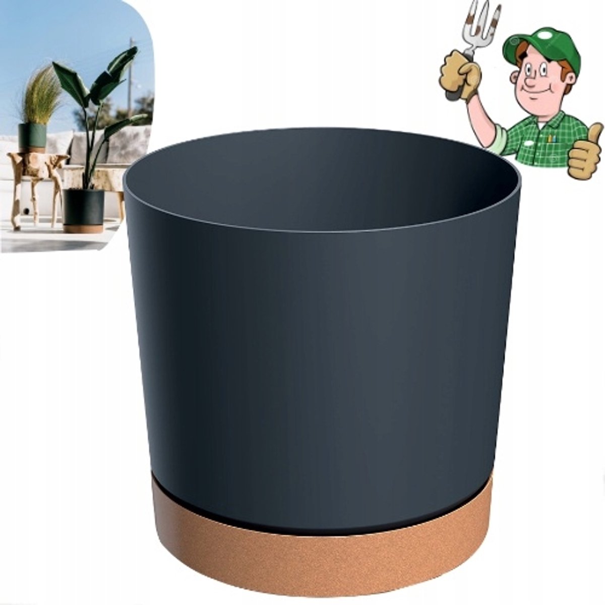 Antraciet Pot met Schotel 11cm - Duurzaam Kunststof - Nederlands Product