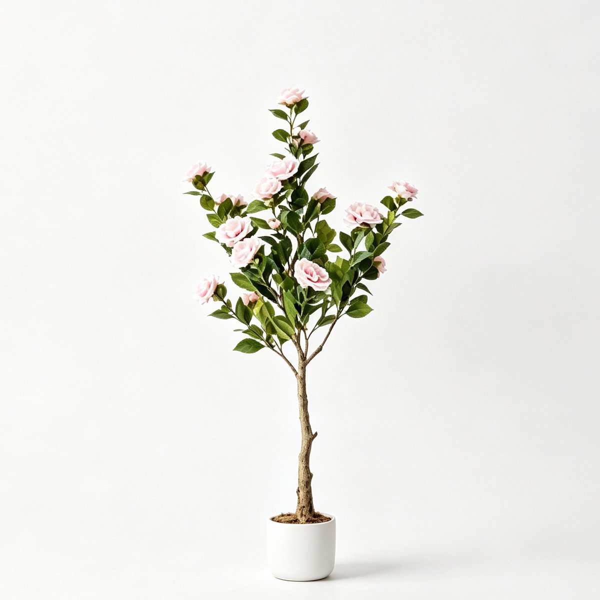 Danky - roze bloemen kunstplant‑120cm‑met pot‑voor binnen‑onderhoudsvrij‑interieurdecoratie