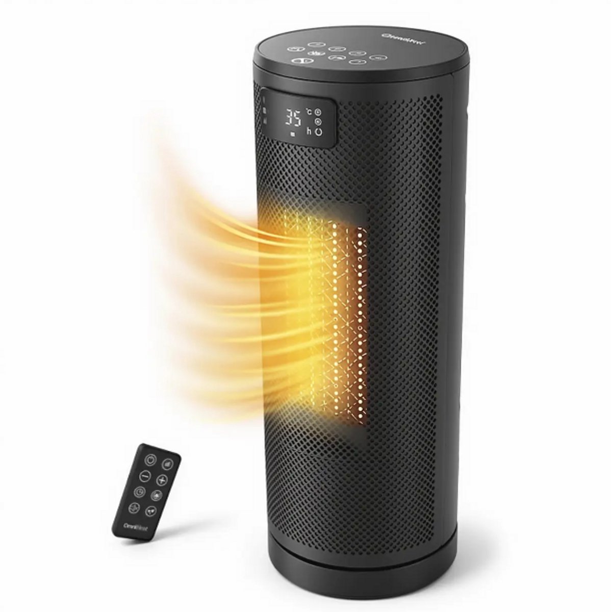 OmniHeat Elektrische Keramische Kachel 1800W met Thermostaat, Timer en Afstandsbediening – Zwart