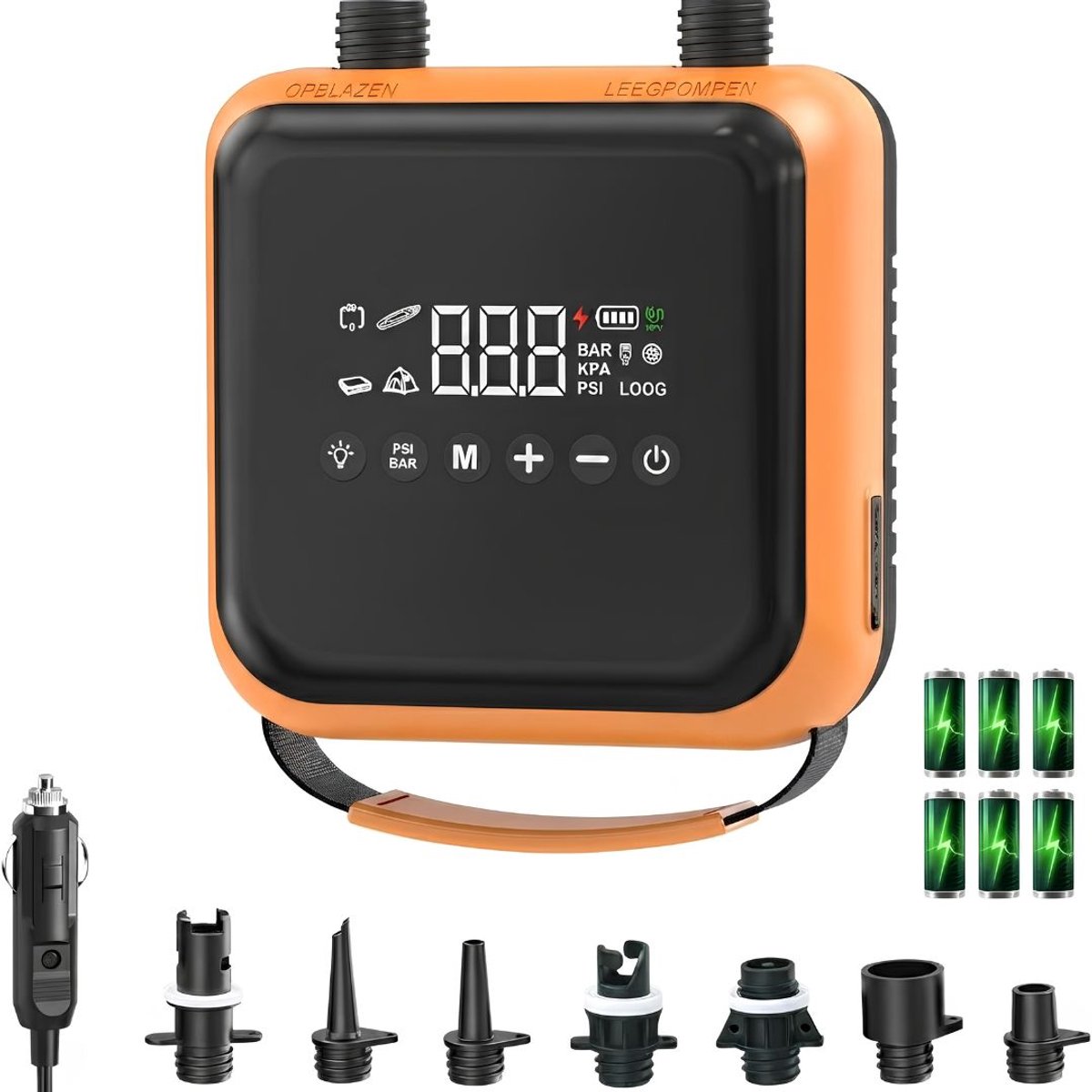 NIVA® Elektrische Sup Pomp - Luchtpomp voor Sup Board - Elektrische Sup Pomp 12V - Oranje - 17cm x 17cm x 8cm