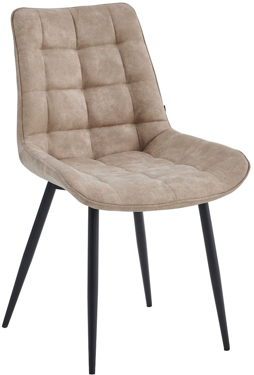 Colenis - Quadra Eetkamerstoel - Set Van 4 - Beige - Microfiber Stof - Industrieel