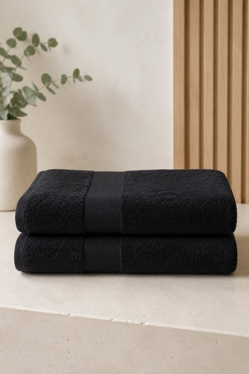 The Linen Room Handdoeken – 100 x 150 cm – Set van 2 stuks – 100% Katoen – 650 GSM Dubbelgetwijnd 20/2 Garen – OEKO-TEX® – Sauna, Wellness & Strand – Antraciet
