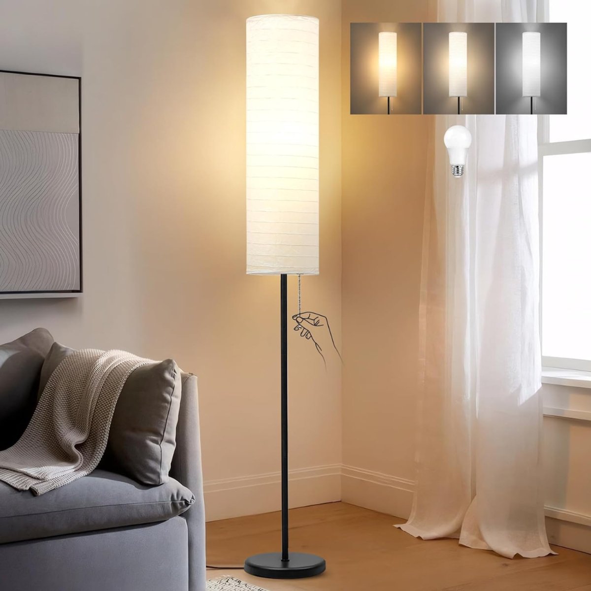 DYVNS® Hoeklamp - Staande Lamp - Vloerlamp - Sfeerlamp Woonkamer - 3 Kleurtemperaturen