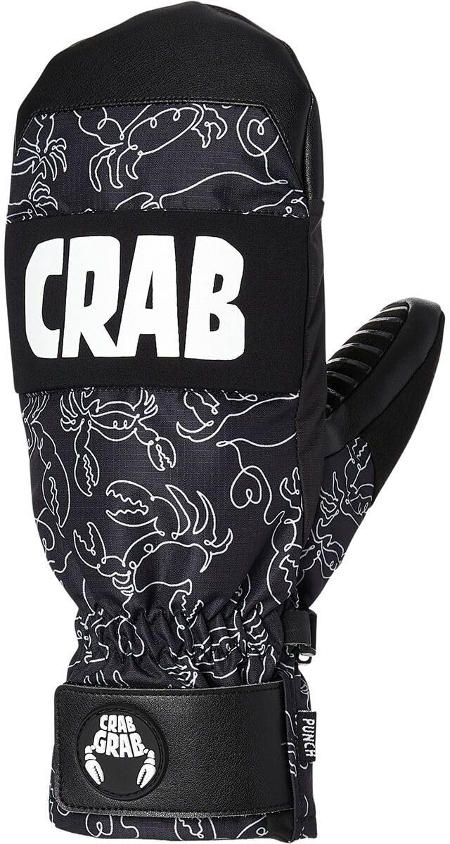 CRAB GRAB Punch Mitt Wanten Crab Doodle Zwart