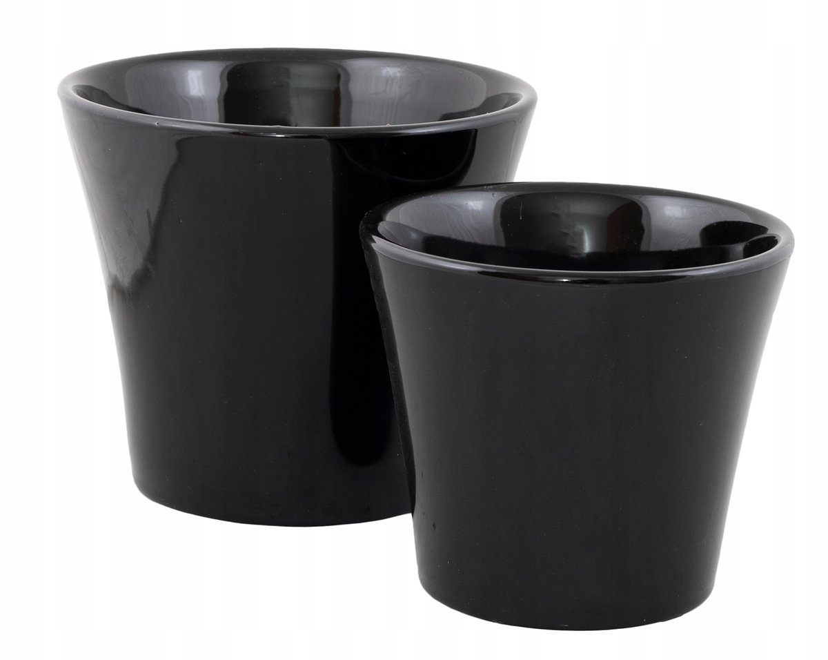 Set van 2 Zwarte Keramische Plantenpotten - Modern Design
