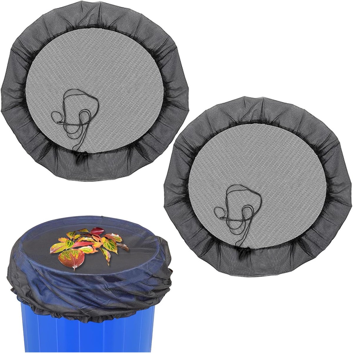 2 Stuks Mesh Hoes Voor Regentonnen - Verstelbare Regentonnetafdekking - Regentonnetdeksel Met Trekkoord - Mesh-Afdekking