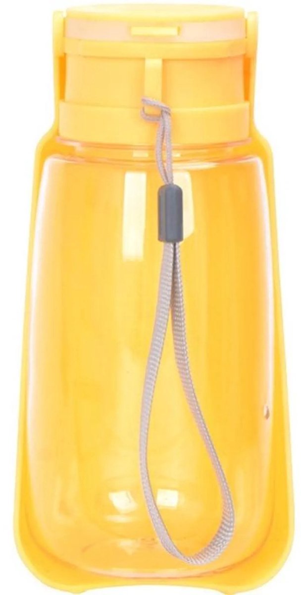 casalora - Drinkfles Honden voor Onderweg 500ml - Waterfles Hond - Drinkfles Hond - Honden fles water - Honden bidon - Honden Drinkfles - Geel