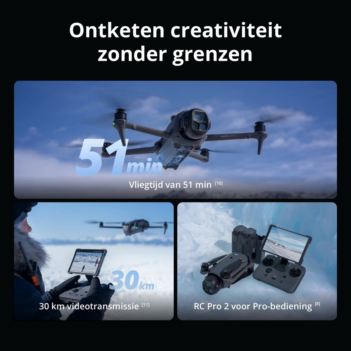 Drone 4K met drievoudige camera, 100MP Hasselblad, 30 km transmissie en 51 min vliegtijd thumbnail 4