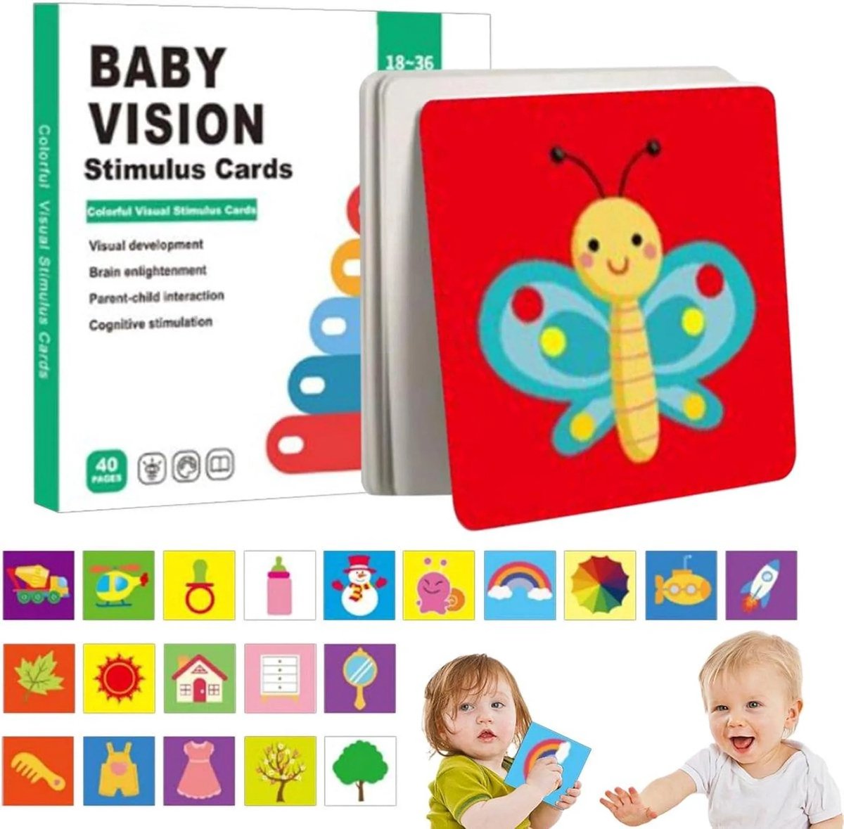 casalora - Leerkaarten - Educatieve kaarten - Visuele stimulatie voor baby's - Sensorische kaarten met hoog contrast voor peuters - Flashcards voor visuele stimulatie en leeractiviteit voor kinderen van 18-36 maand