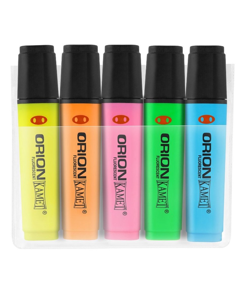 Kamet Orion Neon Fluo Zakreślers Set - 5 Kleuren, Wasbaar, Niet-toxisch