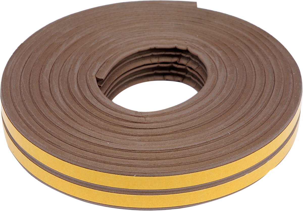 Zelfklevende E-Profiel Tochtstrip - EPDM Rubber - 9x4 mm (6 Meter) - Bruin - Voor Raam & Deur - UV- & Weerbestendig - Bespaart tot 35% Energie