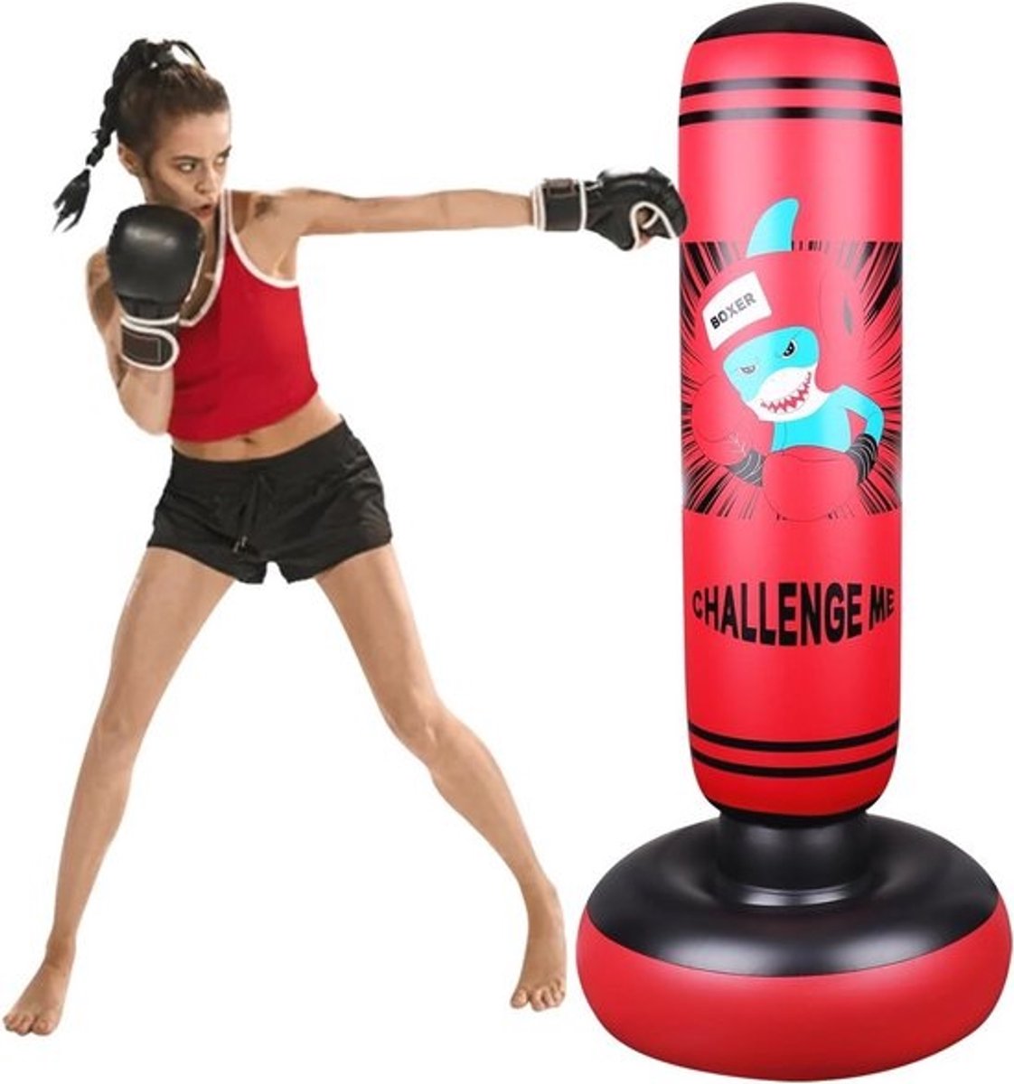 Ponstzak voor Kinderen - 120 cm Boks Speelgoed - Rood PVC - Veilig en Stabiel